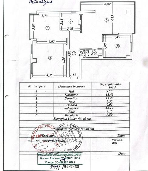 Apartament cu 3 camere decomandat, mobilat în Dacia