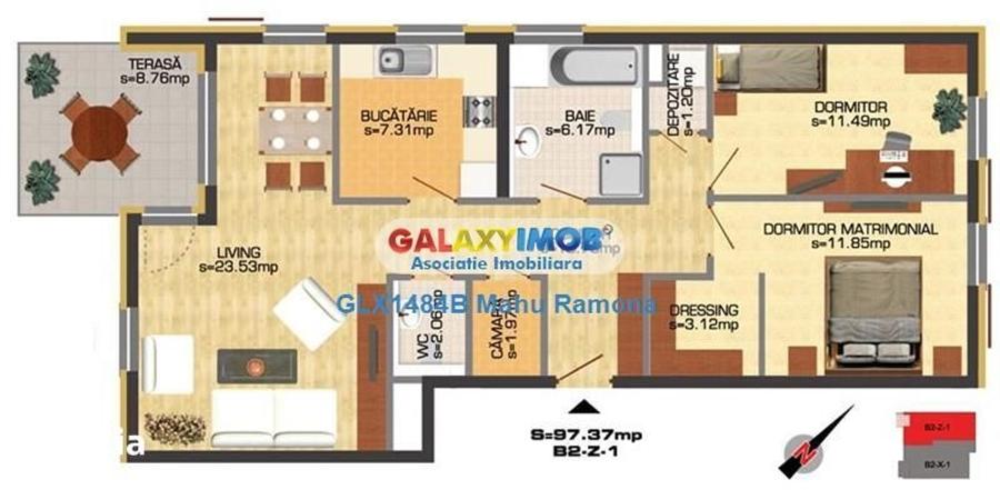 Apartament cu 3 camere în Central