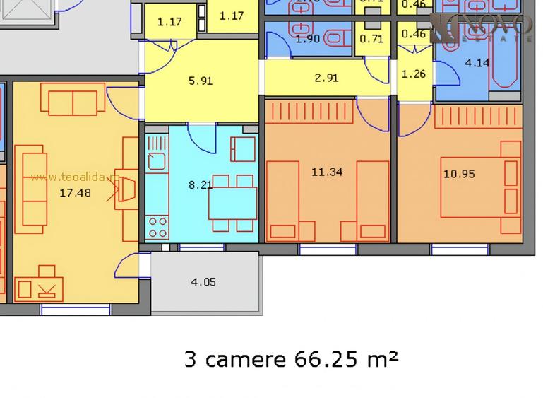 Apartament cu 3 camere decomandat, mobilat în Ștefan cel Mare