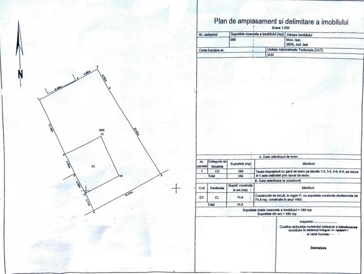 Teren Construcții intravilan de 380 mp, în Centru Civic
