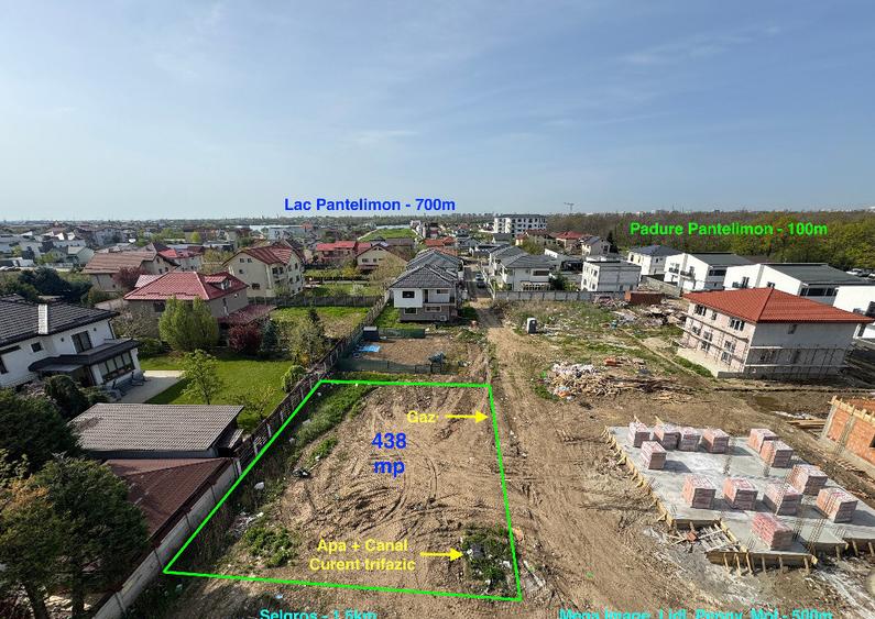 Teren dubla deschidere 438 mp -Sos.Cernica/Pantelimon - utilitati full - 2