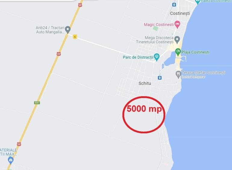 Teren 5000 mp, Costinesti, rezidential Sud Est-Golful Francezului - 2
