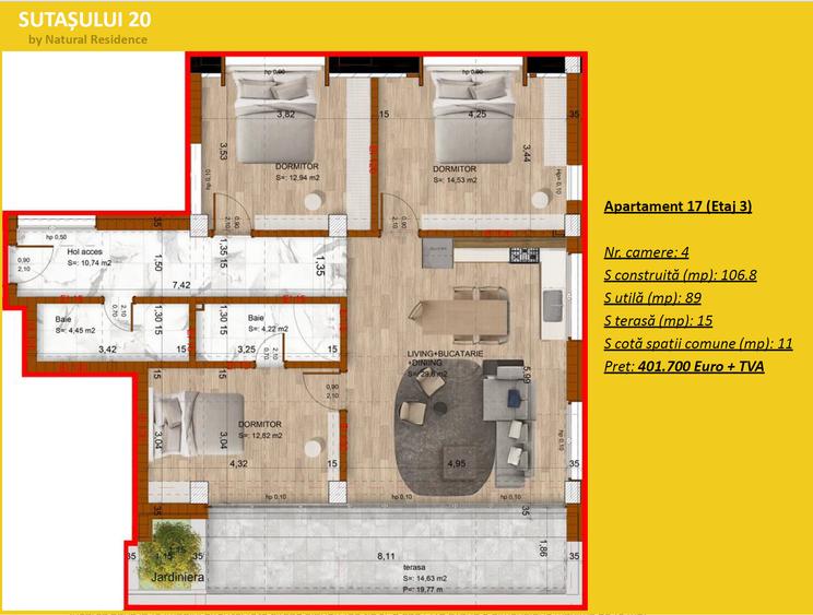 Apartament 4  camere in Domenii Residence (Direct dezvoltator) - 3