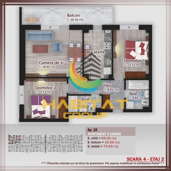 Pallady, apartament cu 3 camere, decomandat, 2 bai, 79.55 mp - 8