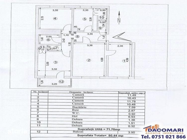4 camere decomandate | ?iglina 1 B-uri | Etaj 1 | 80 mp | 2 bai - 5