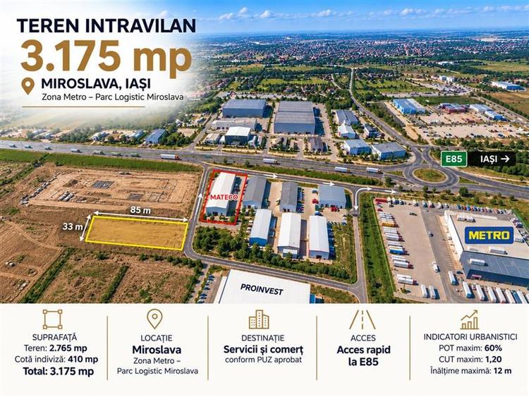 Teren Construcții intravilan de 3175 mp, în Exterior Nord