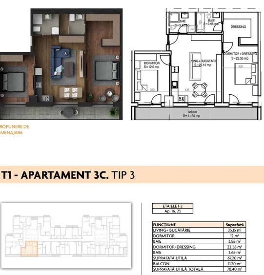 Metrou Apărătorii Patriei | 3 camere | 2 bai - 7