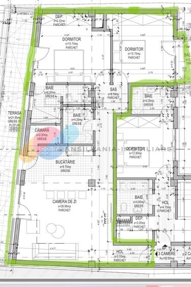 Apartament 3 camere, 93 mp, semifinisat – Someseni - 1