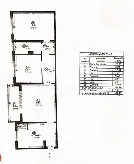 Proprietar vand apartament cu 3 camere cu centrala+ baxa, in zona Girocului  - 7