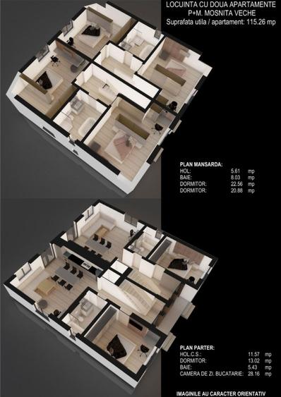 Duplex, Mosnita Veche, P+M, 4 cam, 116mp util, 280mp teren  - 3
