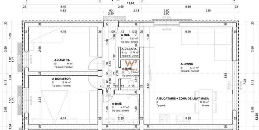 Duplex cu 3 camere cu Canalizare în Central