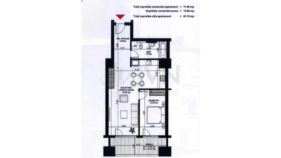 REA1026257 Apartament 2 camere terasa 13 mp Aviatiei - 2