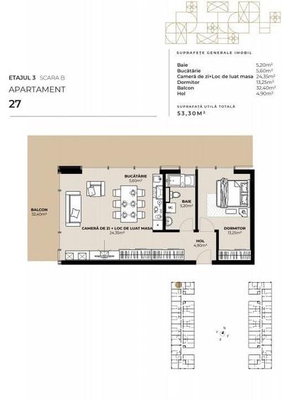 Apartament cu 2 camere în Gară