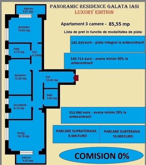 Apartament decomandat de vanzare in Iasi, Galata, 85,55 mp, bloc nou - 2