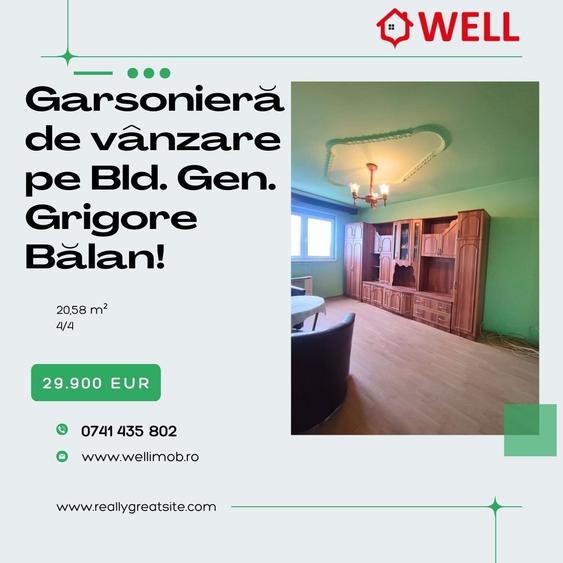 Garsonieră de vânzare pe bulevardul Grigore Bălan! - 1