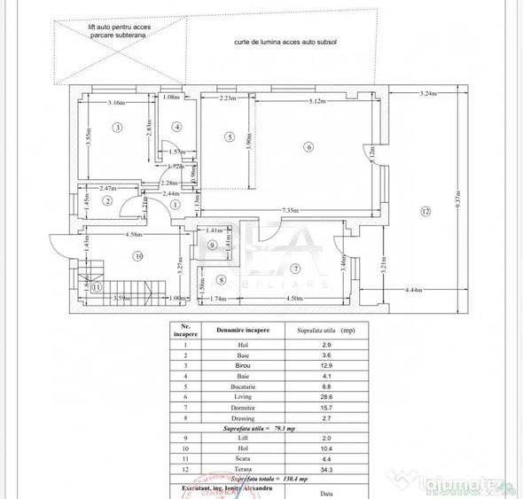 Apartament cu 3 camere semidecomandat în Central