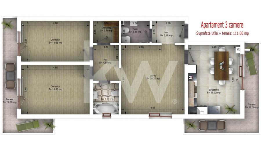 Apartament 3 camere- zona Tractorul Str. Bacovia - 8