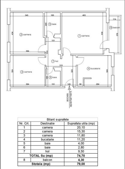 Apartament 3 camere situat in zona Vlahuta, decomandat, 2 bai, balcon! - 1