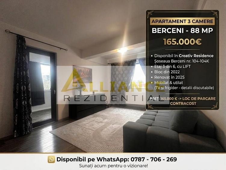 Apartament cu 3 camere semidecomandat, mobilat în Berceni