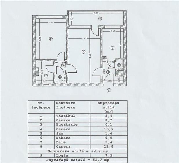 Apartament 2 camere Semidecomandat Emil Racovita - Straduintei - 6