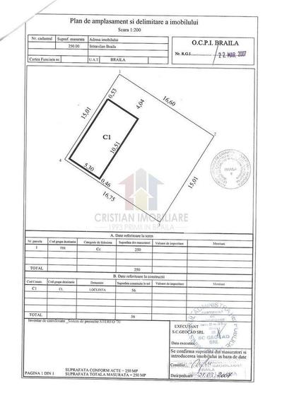 Casa 3 cam teren 250 mp deschidere 16 m Brailita - 1