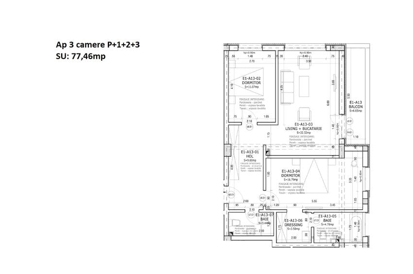 Apartament 3 camere de vânzare în proiectul rezidențial Smile – Etaj 2  77,5 mp - 1