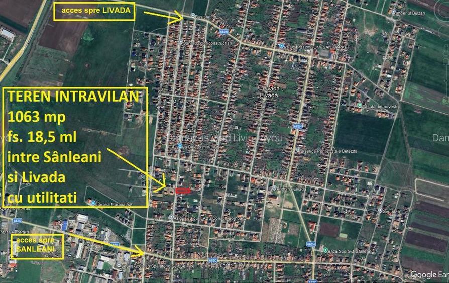 Teren intravilan 1063 mp Livada Sanleani fs.19 ml,cu utilitati(asfalt)