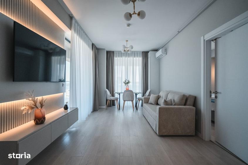 STUDIO CU DORMITOR SEPARAT COMPLET MOBILAT LUX - SOLID SEA VIEW PERLA - 6