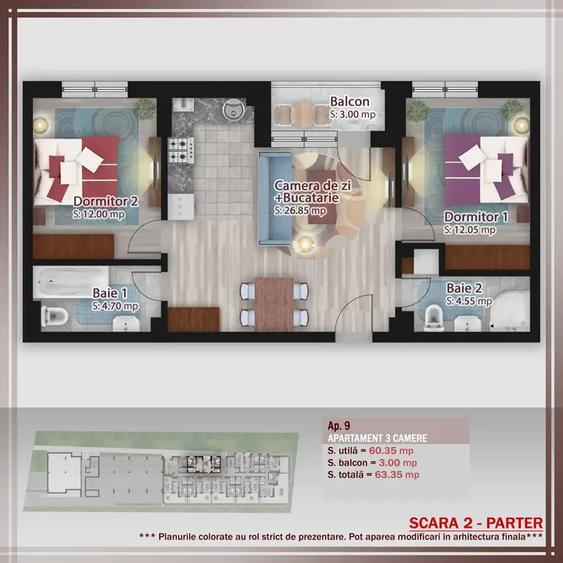Apartament cu 3 camere decomandat în Theodor Pallady