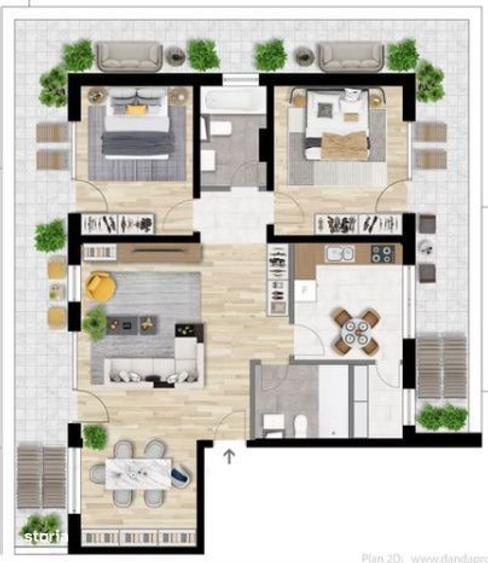 Apartament 3 CAM, SU 88.9MP 1 TERASA, 2 BAI , zona INTRE LACURI - 1