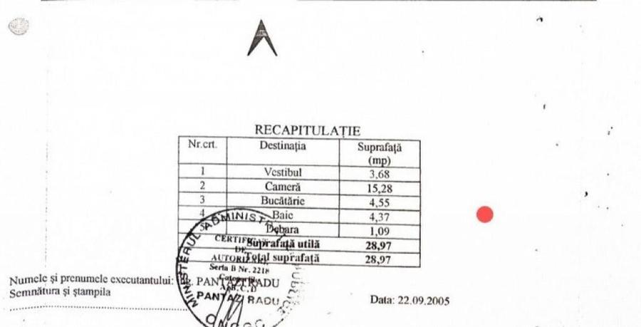Central 13 Septembrie Tudor Vladimirescu, garsoniera cf. 1, dec. - 1