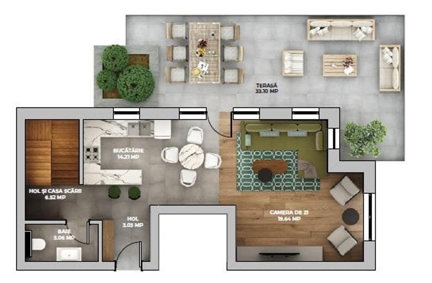 Penthouse pe 2 etaje cu terasa mare, finalizat, Avantgarden - 10