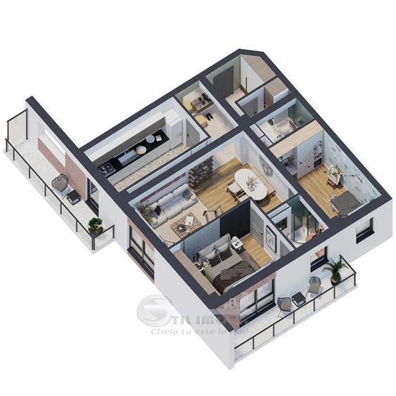 Apartament 3 camere, 81.45 mp – design premium | 2 băi, 2 balcoane  | 0% co - 1