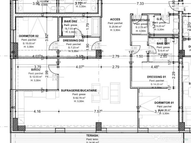 Apartament de vanzare, cu 4 camere, 172 mp + terasa 25 mp, - 1
