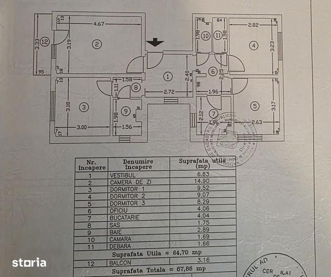 Apartament cu 4 camere decomandat în Tei