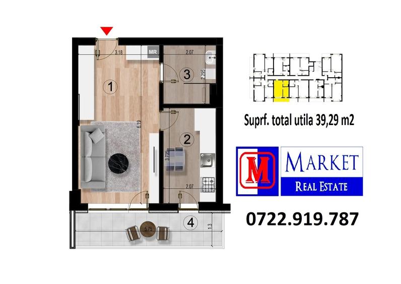 Garsoniera - Metrou Berceni (1,1 km) - 1