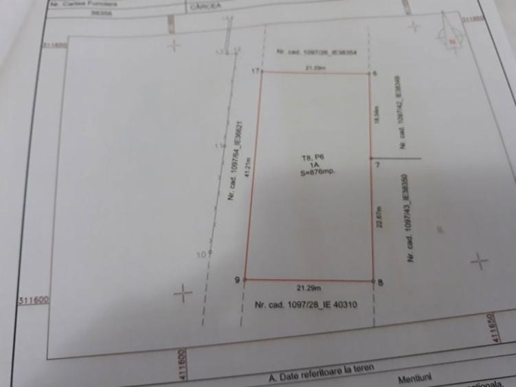 Vand teren spate Metro intravilan 876 mp. 55 euro mp. - 1