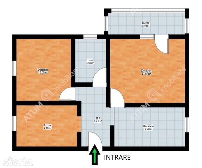 Apartament 3 camere decomandate in zona Strand din Sibiu - 2