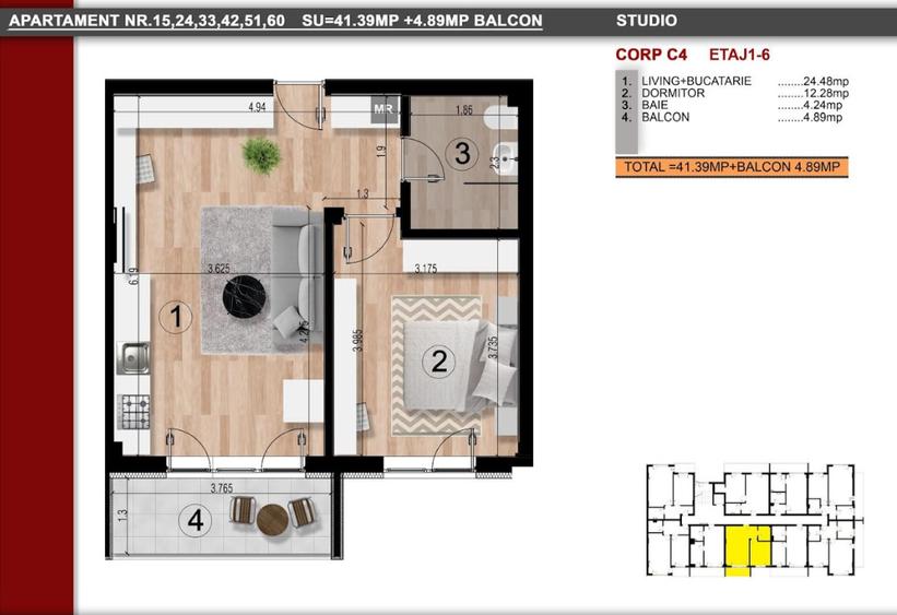 Apartament cu 2 camere, Studio, 46 mp - Metrou Berceni - - 8