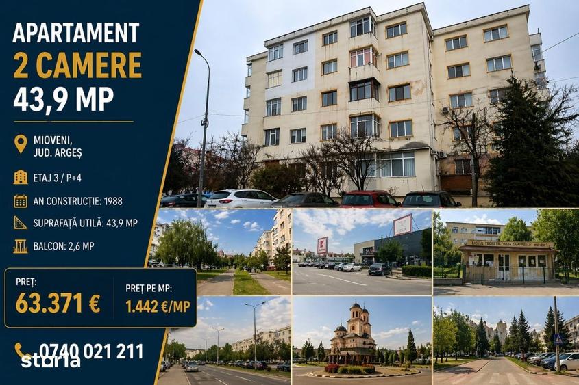 Apartament 2 camere - 44 mp - Et.3|4, Mioveni - 1