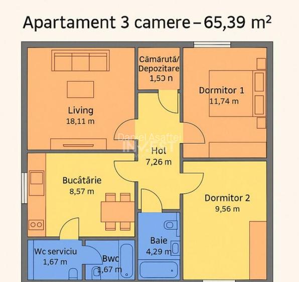 Dacia- Apartament cu 3 camere,2 bai- 80.000 euro Dacia- Apartament cu 3 camere,2 bai- 80.000 euro