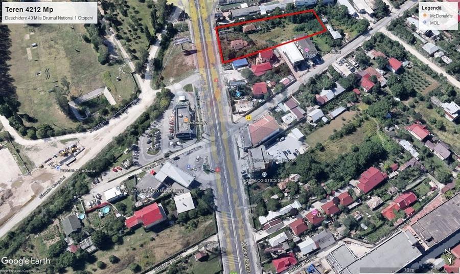 Teren de inchiriat Otopeni – 4212 mp cu deschidere 50 m la DN1 - 4