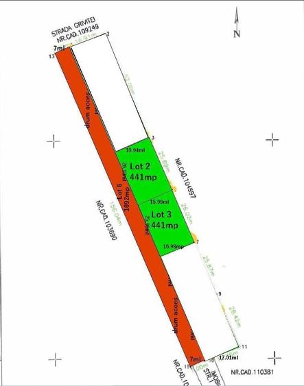 Teren intravilan 2 loturi  St.1246mp(vezi schita) ,drum 7m latime,str.Grivita! - 1