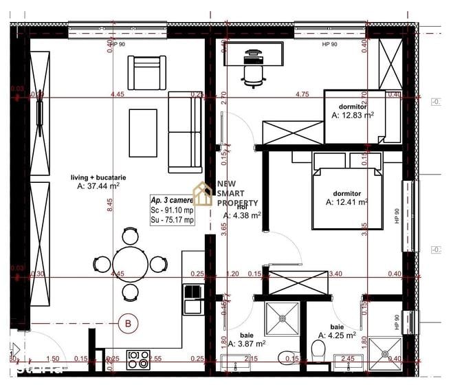 Apartament cu 2 camere în Oncea