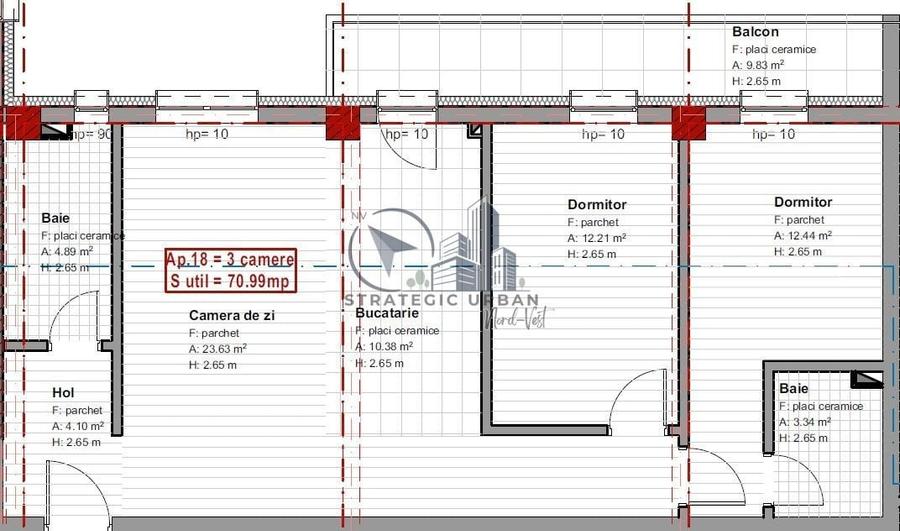 Apartament cu 3 camere semidecomandat în Florești