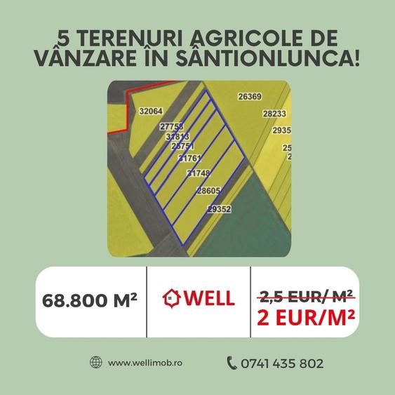 Teren extravilan de 68800 mp, în Sântionlunca