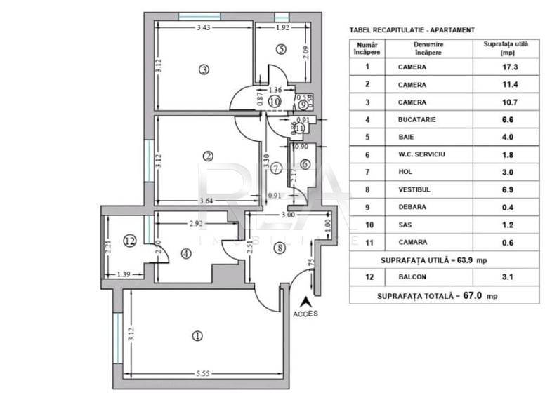 Apartament cu 3 camere decomandat în Mărgeanului