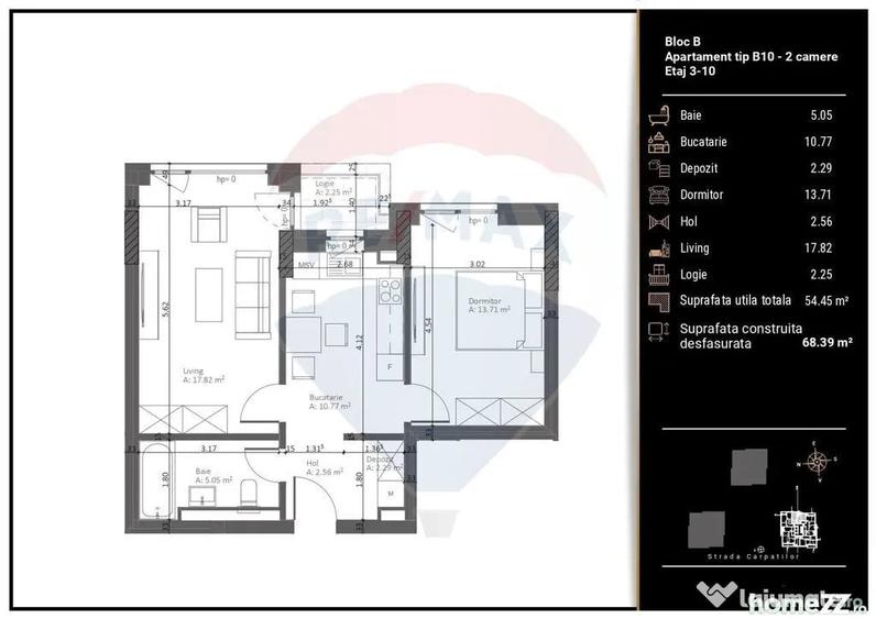 Apartament cu 2 camere decomandat în Răcădău