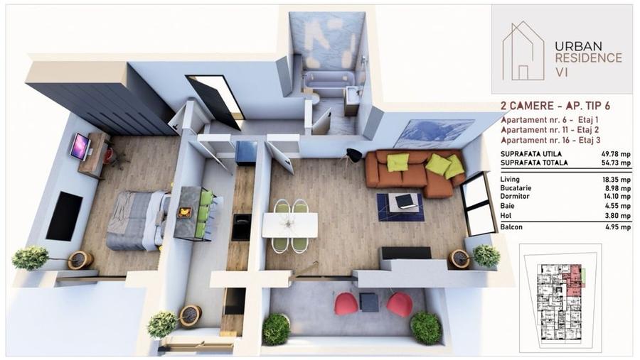Apartament cu 2 camere decomandat în Central