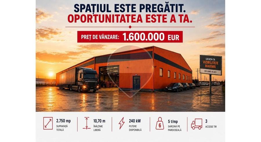 Spațiu industrial, de 2,953 mp, în Hălchiu